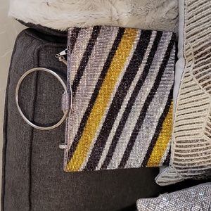 Gold, black and silver trendy clutch evening bag